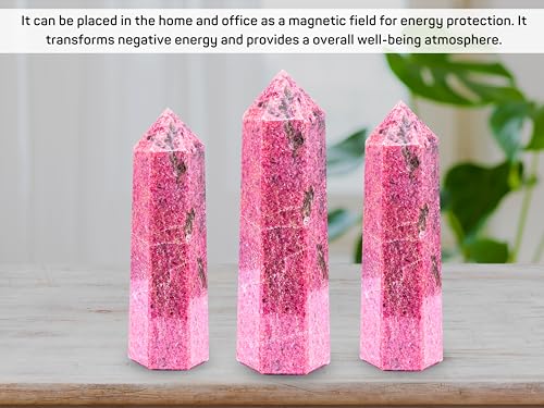 Image of Amazing Gemstone Large Rhodonite Crystal Towers ~ Natural Healing Crystal Point Obelisk for Reiki Healing and Crystal Grid (5.5 inch to 6 inch INCH)