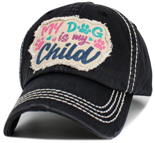 Image of KBETHOS Dog Cat Mom Dad Theme Womens Baseball Cap Distressed Vintage Unconstructed Embroidered Patch Hat