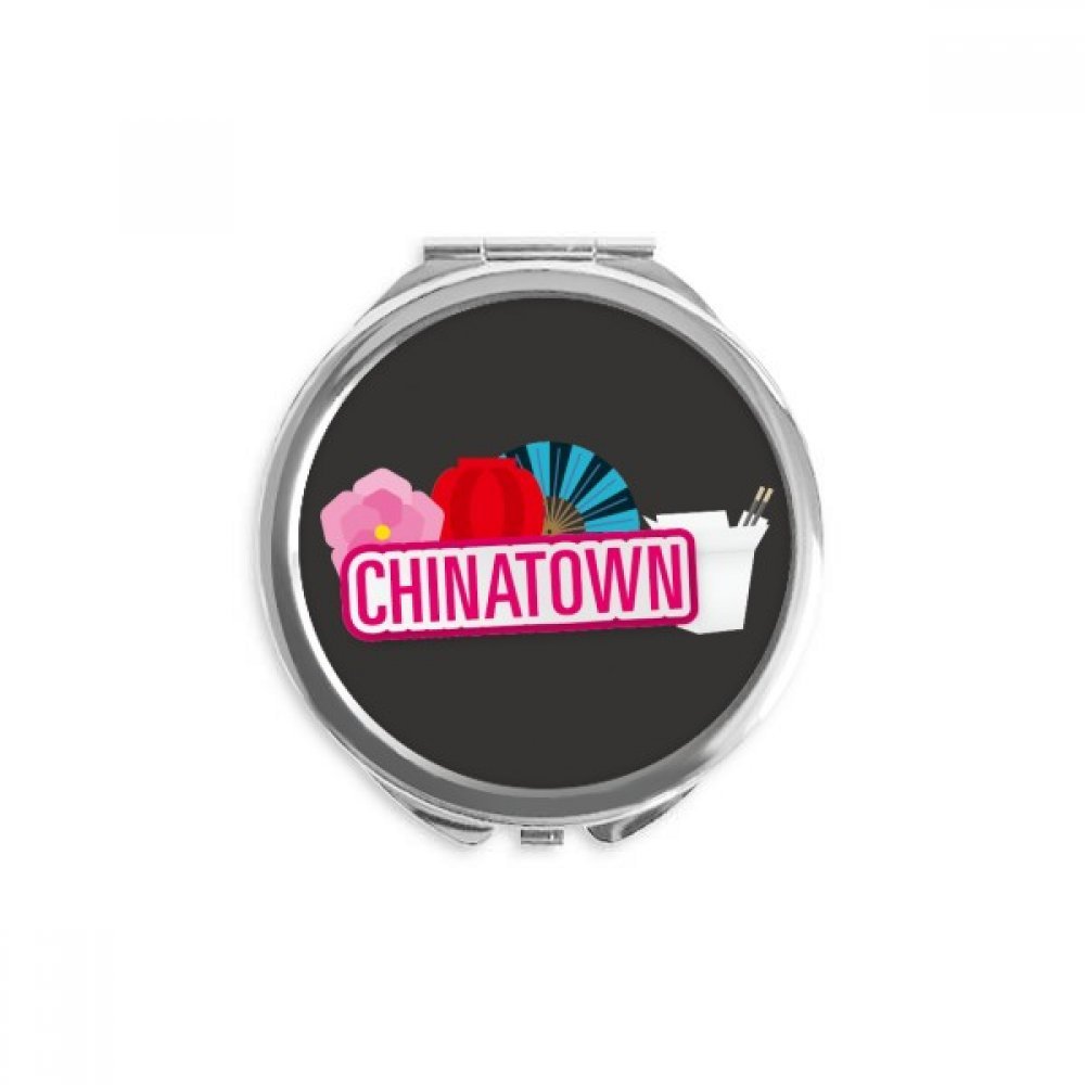 Espejo de mano de bolsillo para maquillaje con diseño de flor de China Town y linterna 5