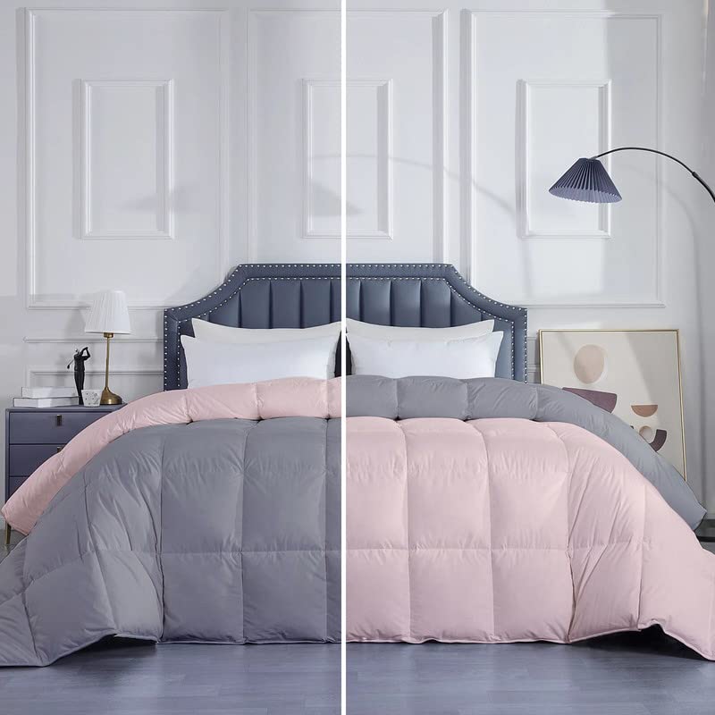 MammaYo Razzai Down Alternative Soft Quilted 300 GSM All Weather Comforter (90" x 100" Inches/228cm x 254cm) - Double Bed Comforters|Silver/Peach| TC - 400