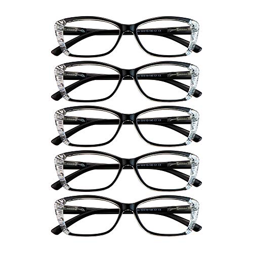Image of VisionGlobal 5 Pairs Reading Glasses with Spring Hinge, Blue Light Blocking Glasses for Women /Men