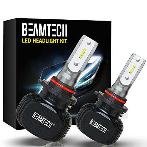 BEAMTECH 9005 LED Bulb, Conversion Kit Fanless Quieter CSP Chip Xenon White All In One Halogen Replacement Focused Pattern Low Fog Light