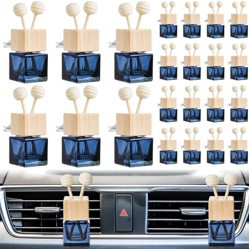Image of Zubebe 100 Pcs Car Diffuser Bottles Empty Bulk Vent Clip Car Air Freshener Diffuser for Essential Oil Perfume Glass Bottle with Wooden Caps Stick Fragrance Ornament (Gradient Black)