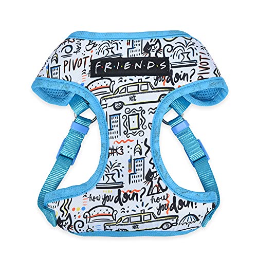 Friends TV Show City Doodle Dog Harness for Medium Dogs, Medium (M) | Blue Medium Dog Harness, No Pull Dog Harness with D-Ring | Machine Washable Friends Merch for Dogs from Friends TV Show