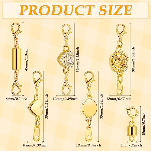 Paxcoo 12Pcs Magnetic Necklace Clasps and Closures, Locking Magnetic Jewelry Clasps, Magnetic Necklace Extender, Necklace Clasp Helper for Necklaces, Bracelets and Jewelry2