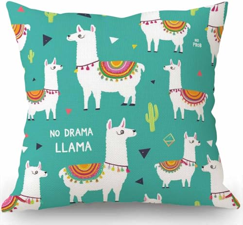 Swono Cute White Llama Throw Pillow Cover