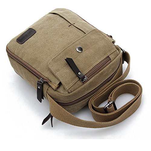 Ecokaki(TM) Canvas Small Messenger Bag Casual Shoulder Bag Travel Organizer Bag Multi-pocket Purse Handbag Crossbody Bags, Black by Ecokaki - Thumbnail 6