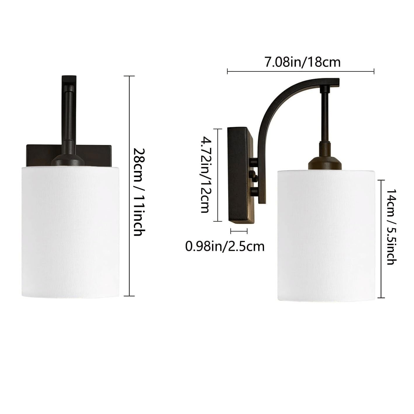 Lampada da Parete Ricaricabile, Set di 2 Applique a Batteria, luci Senza Fili, Paralume in Lino Bianco, Applique alimentate a Batteria, lampade Wireless per Camera da Letto, soggio