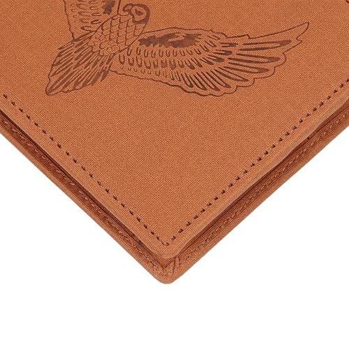 Image of VEMILIO Vegan Leather Wallet for Men | Eagle Print Embossed Premium Bifold Wallet | 3 Card Slots | 2 Cash Compartments | 1 Coin Pocket & 2 Secret Slots | Stylish, Durable & Gift for Men (Eagle, Tan)