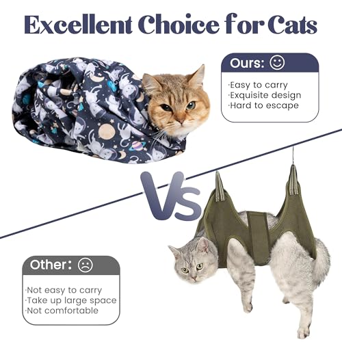 Image of 21.7'' Cat Wrap for Cutting Nails, Cat Restraint for Nail Clipping, Cat Swaddle Wrap for Adult Cats, Cat Burrito Wrap Can Be Applied to Cat Nail Trimming, Large, Within 6lbs