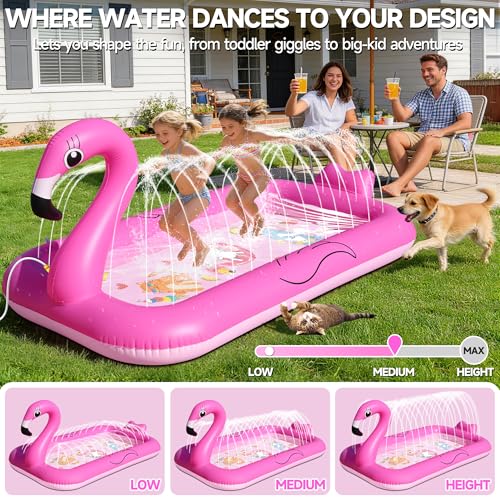 Miniatura 5 de Kingsom Splash Pad,Flamenco Tapete De Juegos De Agua,Almohadilla Para Aspersor Espesado,Juego De Agua Para Niños,Juegos De Aguas Para Exterior,Hinchable Salpica De Jueg Aguas,Ideal Función Para Jardín