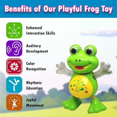 Image of Gooyo GY-3017 Dancing Frog Toy with Vibrant Flashing Lights, Musical Sound Effect & Real Dancing Action | Dancing Toy for Kids | Green | 3xAA Battery (Not Included)