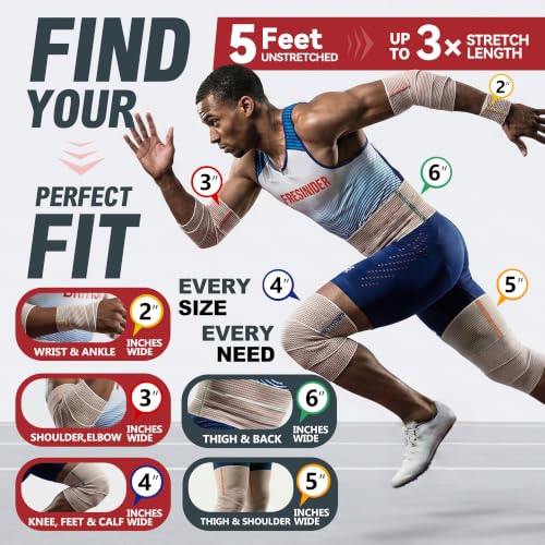 Image of FRESINIDER Premium Elastic Bandage Wrap 4 Inch, 8 Pack, Hook and Loop