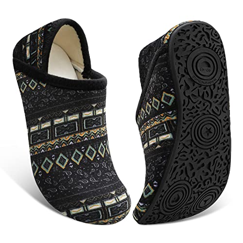Image of Fires Womens Mens Slippers with Rubber Sole Soft-Lightweight House Slipper Socks Around House Shoes Non Slip Indoor /Outdoor