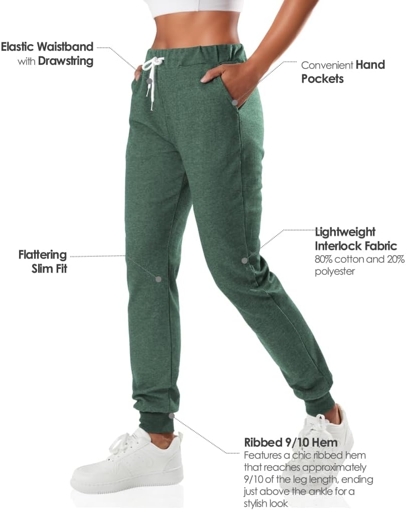 GIVON Women's Jogger Pants 9/10 Length Slim Fit Lightweight Sweat Pants with Pockets for Yoga Gym Workout Sweatpants - Image 7
