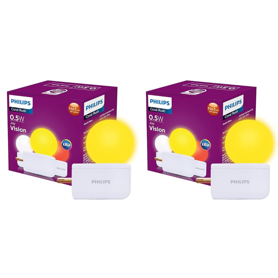 Philips Joy Vision Coral Rush 0.5W LED Night Lamp | Soft White Glow | Energy Efficient | Plug-in Prong Design | Ideal for Bedroom, Kids Room & Hallway (Yellow, Pack of 2)-image-44