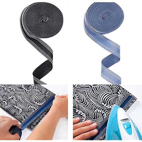 Iron-on Hem Clothing Tape 2 Rolls Adhesive Hem Tape 1 Inch x 5.5 Yards Pants Fabric Tape No Sew Iron on Hemming Tape Fabric Fusing Tape Roll for Sewing Pants Dress Jeans Trousers Clothes, 2 Colors Cover