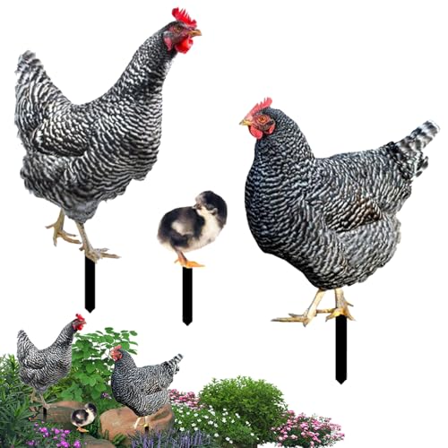Hühnersteigelset, Metal Chicken Yard Art,Rooster Animal Stakes - 3X wetterresistente Eisenhken-Küken Spikes für Landschaft, Ostern, Küchenrasen