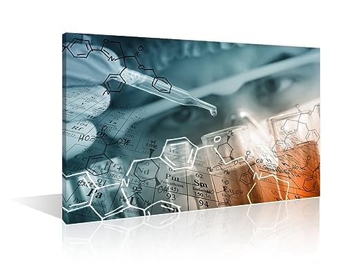 Image of 1 Panels Chemical Equations Laboratory Research Concept Canvas Wall Art Medical Posters Young Scientist Art Prints Giclee Wooden Framed Gallery-Wrapped Ready to Hang (16 inch Wx24 H)