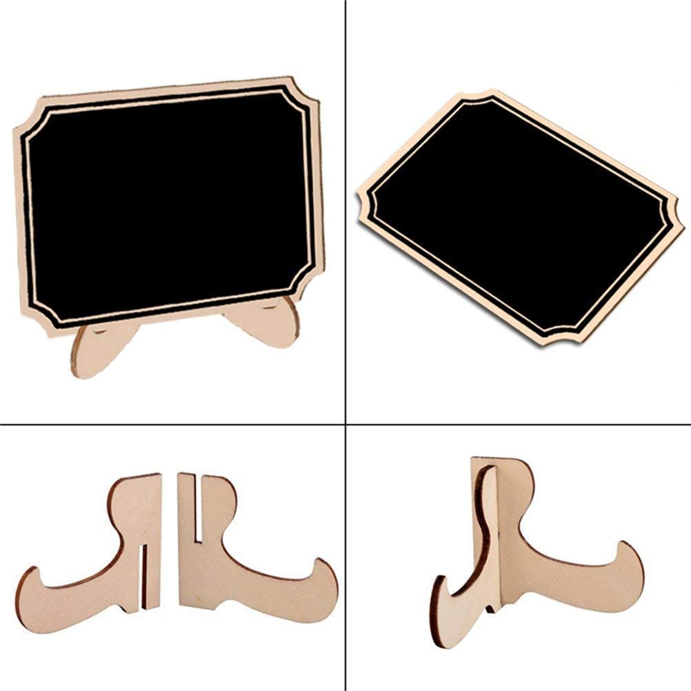 First Try Mini Wood Lace Shape Chalkboards with Support Easels | Wooden Place Card Name | for Message Board Signs Food Labels Wedding Parties Holder Décor | Small Rectangle (Pack of 6) 1