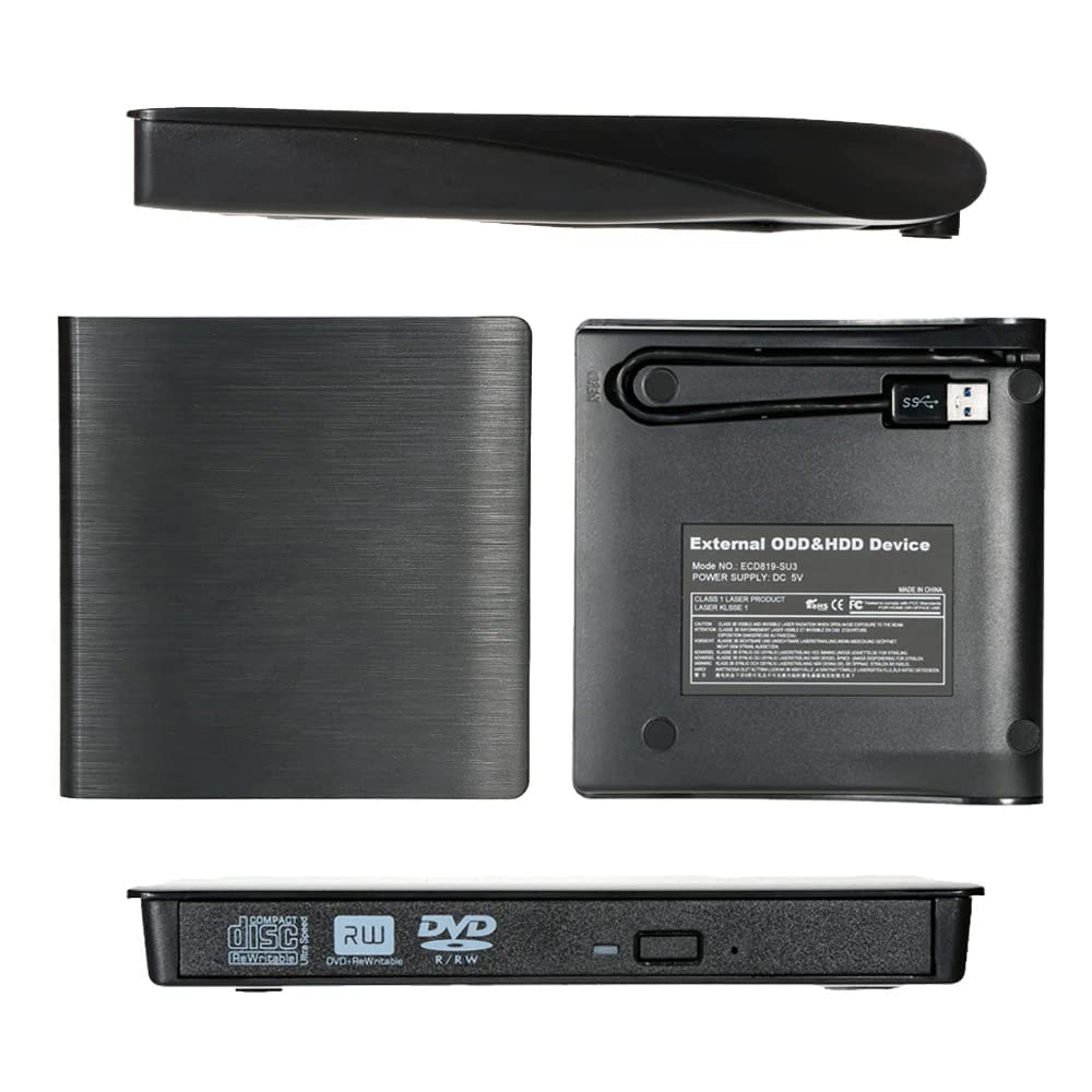 Retoo External DVD Drive USB 3.0 Type-C CD DVD +/-RW Optical Drive USB C Burner Slim CD/DVD ROM Rewriter Writer Reader Portable for PC Laptop Desktop MacBook Mac Windows 7 8.1 10 Linux OS Appl