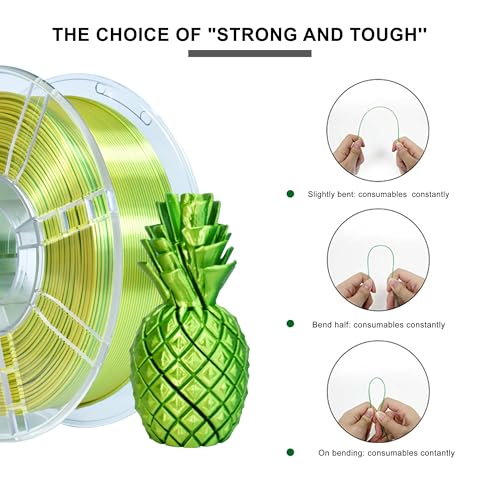 Image of iBOSS Silk Dual Color 1KG PLA Plus Filament, Coextrusion PLA+ Filament 1.75mm + /- 0.02mm, Clog-Free Shiny Silk 3D Printing Filament for FDM 3D Printers, Silk PLA+ Yellow & Green