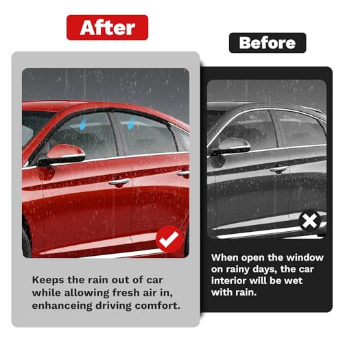 Image of Canvcle Sonata Rain Guards - Window Visors for Hyundai Sonata 2015-2019, Outside-Mount Tape-On Side Window Wind Deflectors for Hyundai Sonata Accessories, Vent Visors Shades Rainproof Black 4PCS