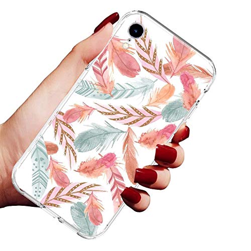 Sefd Colored Feather Pattern Design Printed Clear Soft TPU Silicone Gel