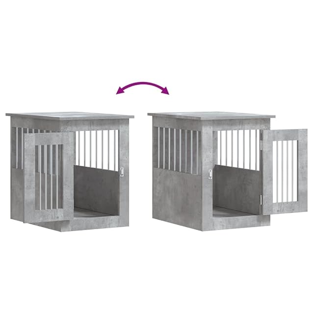 Foto 4 de 8 de vidaXL Jaula para Perros Madera ingeniería Gris hormigón 45x62x59 cm