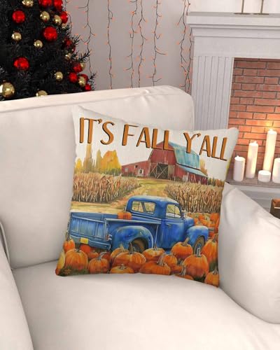 Farmhouse-Fall-Outdoor-Waterproof-Pillow-Covers-Thanksgiving-Pumpkins-Truck-Rustic-Decorative-Square-Throw-Pillowcase-Sofa-Cushion-Sham-for-PatioCouchChair-26×26-2-Pack Farmhouse Fall Outdoor Waterproof Pillow Covers Thanksgiving Pumpkins Truck Rustic Decorative Square Throw Pillowcase Sofa Cushion Sham for PatioCouchChair 26×26 2 Pack