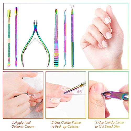image for Cuticle Nippers Pusher Manicure Tools Set Jugaad Life 6Pcs Professiona