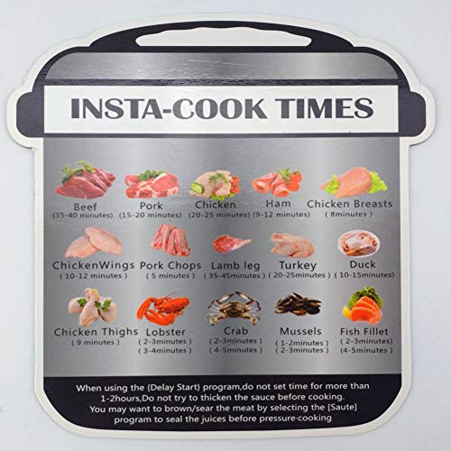 Insta-Cook Times Autocollant mémo magnétique pour horaires de cuisson Guide de référence rapide Feuille de triche avec images de nourriture pour autocuiseurs électriques – Image 6