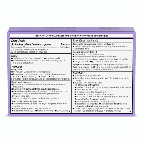 Amazon Basics Esomeprazole Magnesium Delayed-Release Mini Capsules, 20 mg, Acid Reducer, 24 Hour Heartburn Medicine, 42 Count (Previously Care) - image 8
