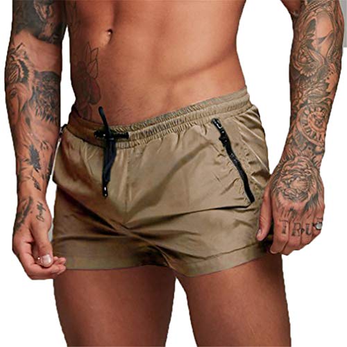 Kfnire Bañadores de natación, Pantalones Cortos de los Hombres de Secado rápido Playa Surf Corriendo Pantalones Cortos de natación Boxeadores Ligero Shorts (EU XL=Tag XXL, Caqui) Cover