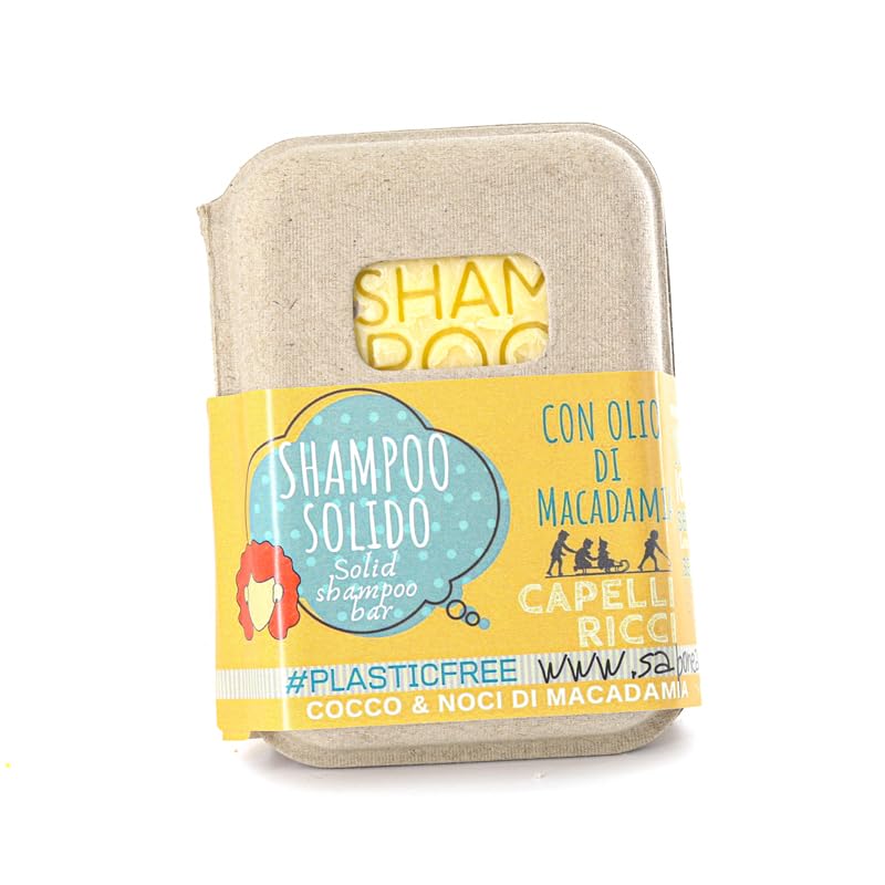 Shampoo Sólido Artesanal e Natural 55 g - Livre de Alérgenos e 100% Vegano - Ideal para Cabelos Cacheados - Óleo de Coco e Macadâmia