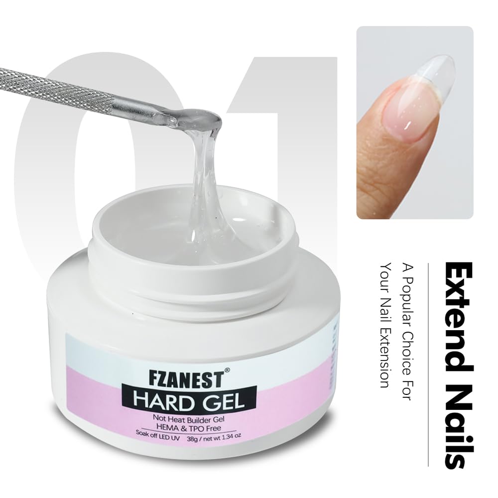 FZANEST Builder Gel Hema-free Tpo-Free Clear Hard Gel For Nails Extension Sculpting Overlay UV Led Soak Off #01