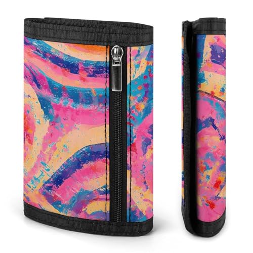 Tie-Dye Terrace Fields Spirals Trifold Wallets for Men Women Ultra Thin Card Holder Purse with Zip Coin Pocket3