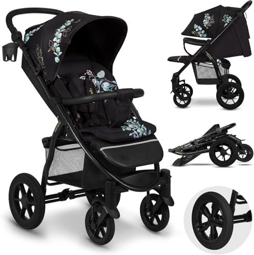 LIONELO Passeggino compatto per bambini dalla nascita fino a 22kg Pieghevole Completa regolazione Posizione sdraiata Cinture 5punti Grandi ruote Ammortizzazione Cappottina XXL (MULTICOL, ANNET TOUR)