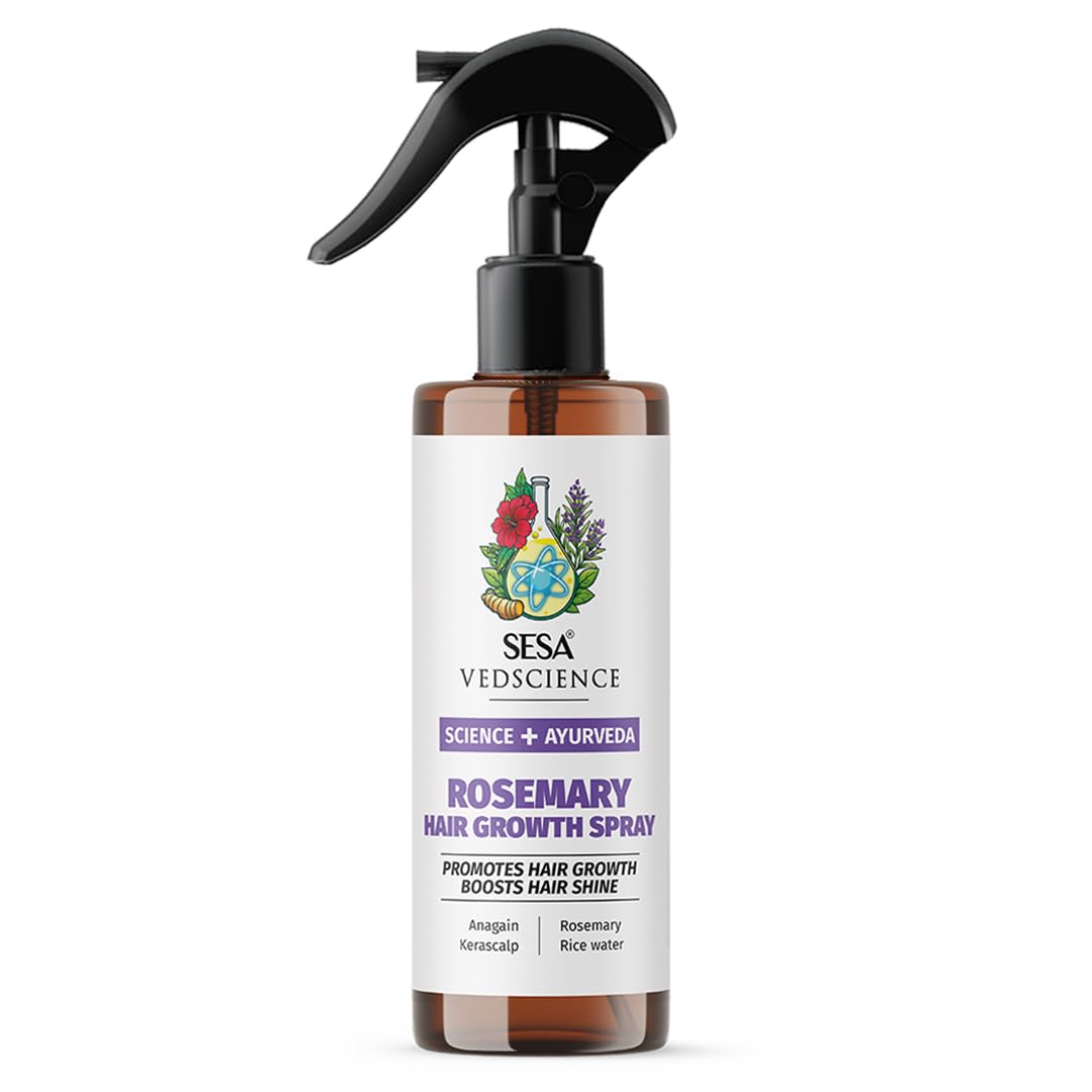 Sesa Rosemary Hair Growth Spray with 100% Natural Rosemary Extract, Anagain, Kerascalp 200ml For Hair Growth | Hair Thickness | 100% Natural Extract | Scientific Ingredients | Controls Hairfall | Adds Shine | Non-Greasy | Fast Absorbing
