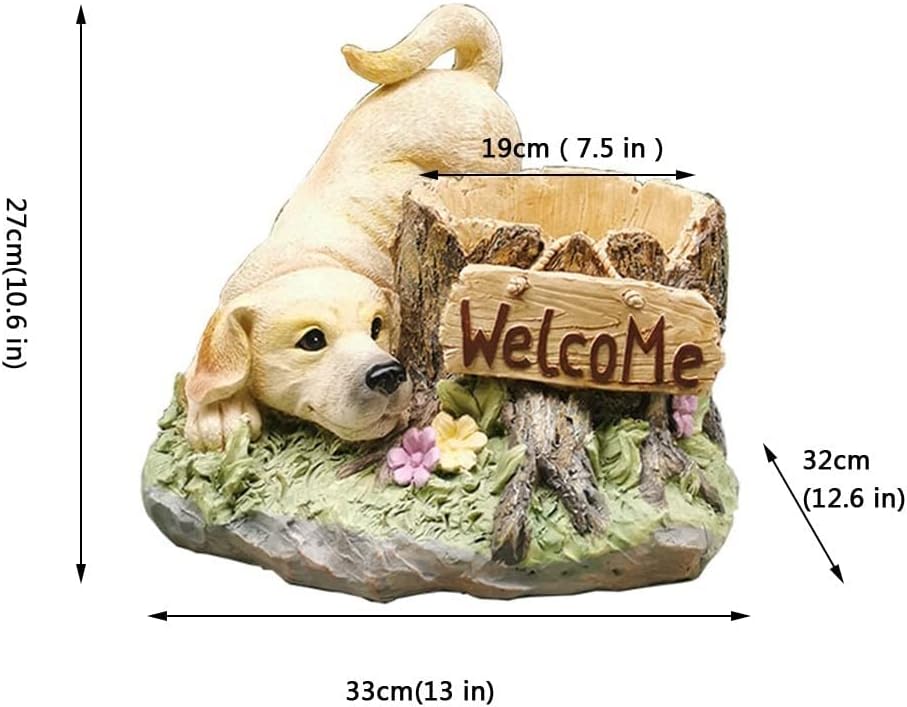 Planter Garden Pots Resin Dog Sculpture Garden Decor Unique Pots for Plants Outdoor Large Planters Flowerpot Farmhouse Decor(33x32x27cm)
