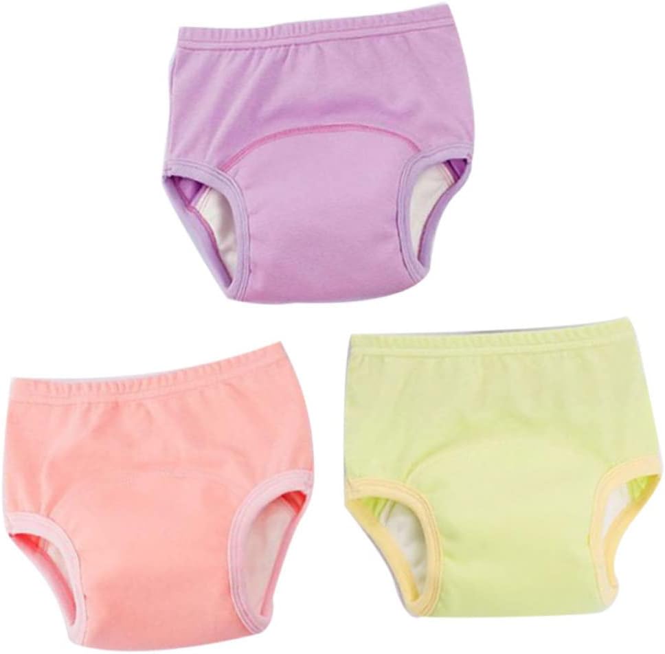 MERRYHAPY 3pcs Cotton Diaper Pants for Boys and Girls Unisex Newborn Training Pants Breathable Absorbent Assorted Color