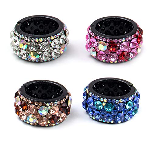 Auear, Brushed Metal Expandable Hair Cuff Ponytail Holder Elastic Hair Tie Cuff For Women Girls Thick Hair Rings Set (4 Pack, Style 5) #TOP18