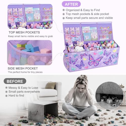 Image of Toy Box with Adjustable Divider Large Toy Chest Storage for Nursery Kidroom