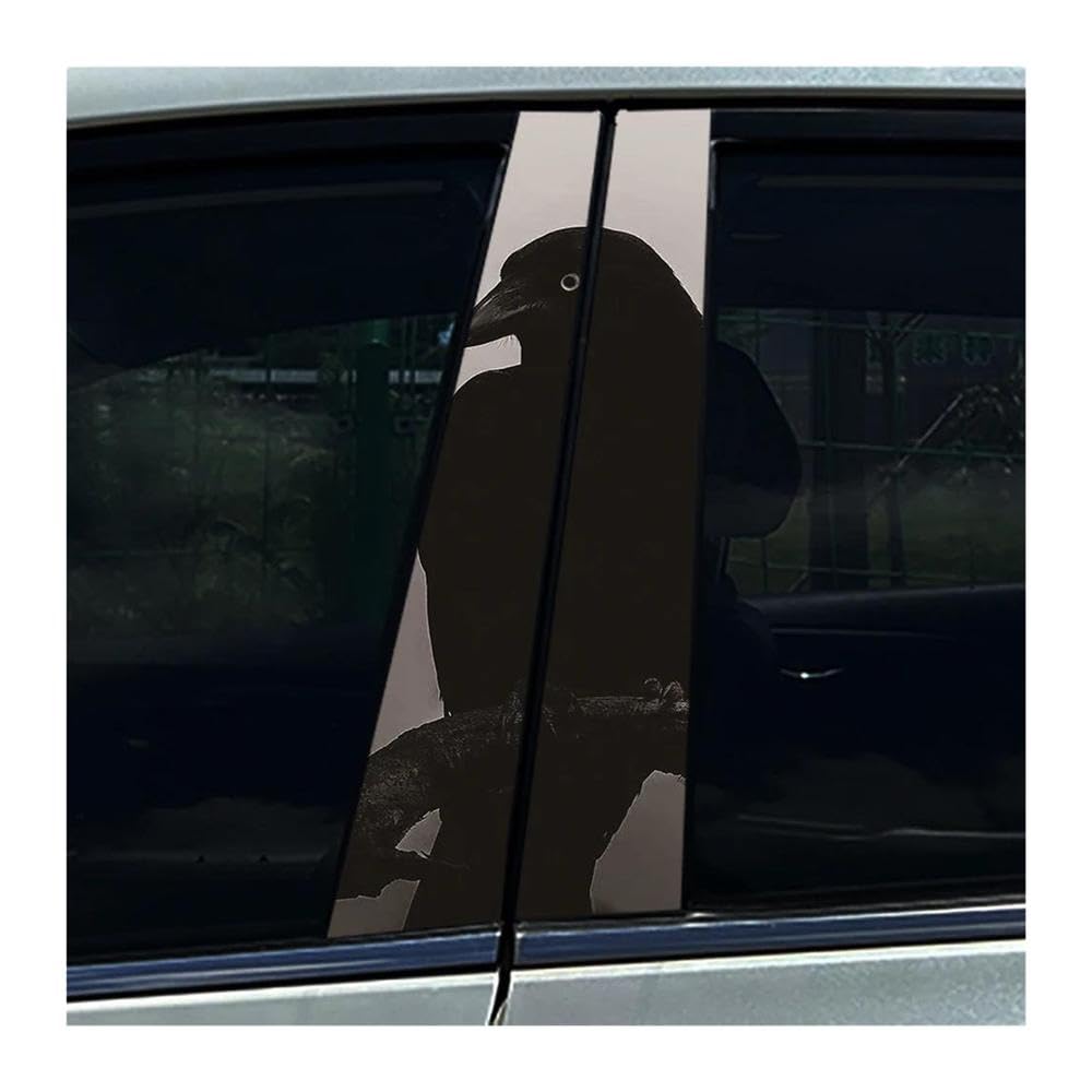 Body Parts 2PCS Raven Crow Car Center Pillar Sticker Waterproof Decals Creative Occlusion Scratch Decor(B)