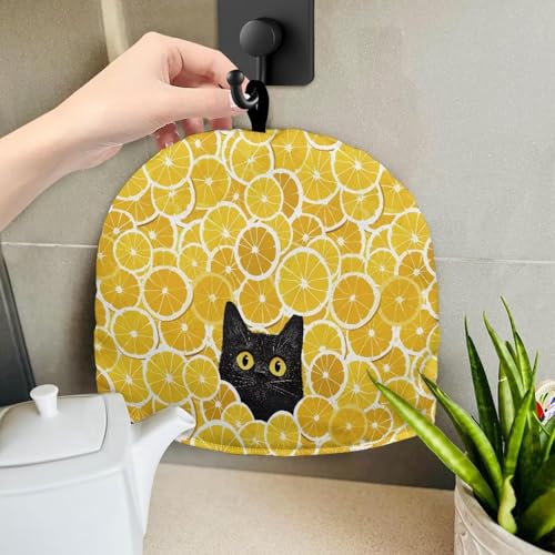 Image of Tea Pot Cover Yellow Lemon Print Teapots Cosy Insulated Tea Cozies Home Kitchen Decoration Teapot Dust Cover Warming Tea Kettle Quilt Creative Gifts for Party