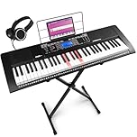 Max Rhapsody61L Clavier Électronique, 61 Touches Lumineuses, avec Casque Audio et Stand Inclus, Synthétiseur Débutant Complet, Deux Haut-parleurs Intégrés, Idéal pour Démarrer votre Apprentissage