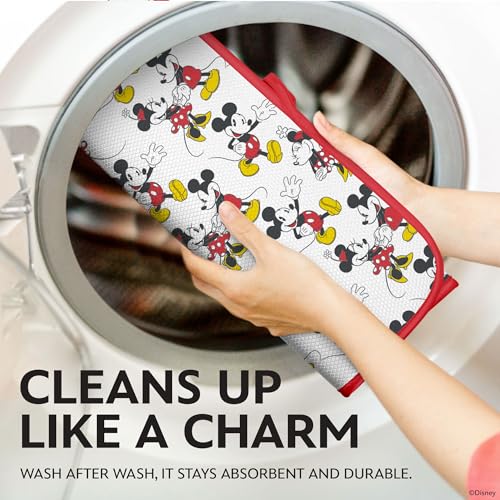 Image of Disney Mickey & Minnie Dish Drying Mat for Kitchen Counter, 2-Pack, 16 inchx18 inch | Ultra absorbent, quick-dry mesh backing, machine washable foldable pad, safe for granite and quartz, ideal for smaller spaces