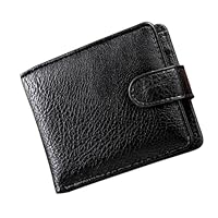 Black Leather Wallet, Men’s Wallet Leather, Retro Card Wallets for Men Women, Soft Slim Bifold Style Zip Coin Pocket, 2 Banknote Compartments with Buckle, Card Slots, ID Window and Coin Pocket