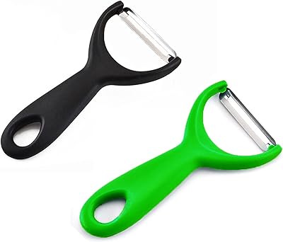 Fruit & Vegetable Swivel Y Peeler for Kitchen Black & Green (2 Set)