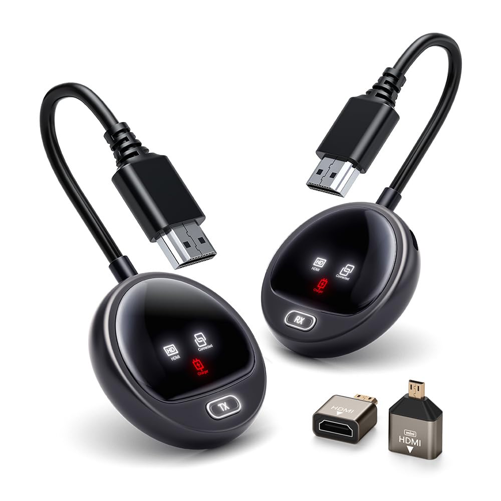 Bezprzewodowy nadajnik HDMI 4K z inteligentnym ekranem, bezprzewodowy nadajnik HDMI 1080P do 60 Hz. Transmisja wideo 2,4/5G z komputera, obudowy do telewizora, monitora lub projektora - 165FT/50M